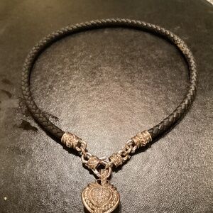 Judith Ripka Heart Enhancer  On Leather Cord Never Been Worn
